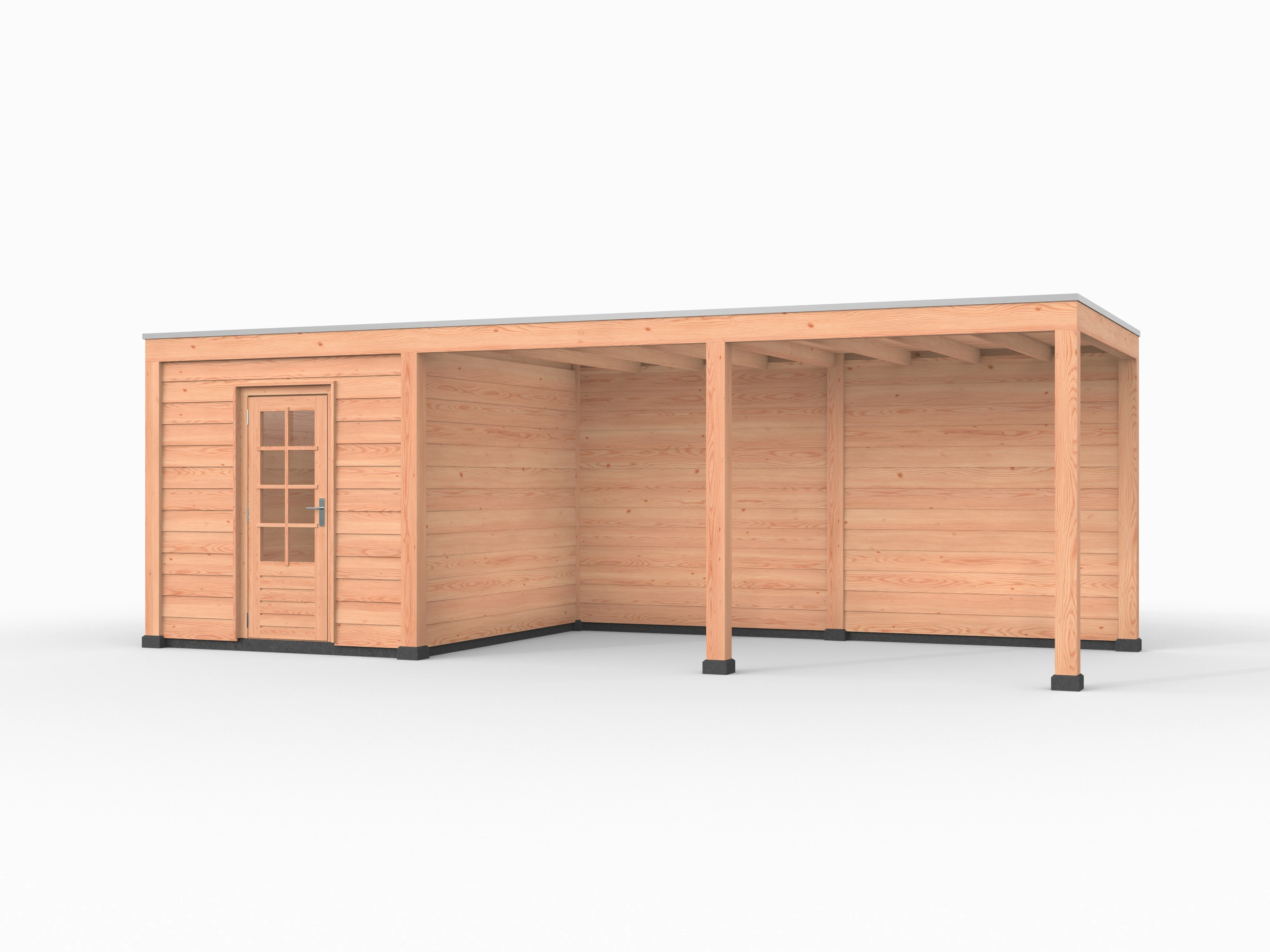 Douglas overkapping, 750 x 300, met achterwand en schuur, Westwood Elegant - Afbeelding 1